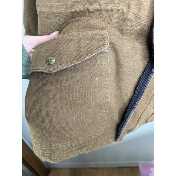 LL Bean Canvas Sherpa Lined Pockets Brown Coat Jacket Size Small Men’s Regular - Picture 4 of 14